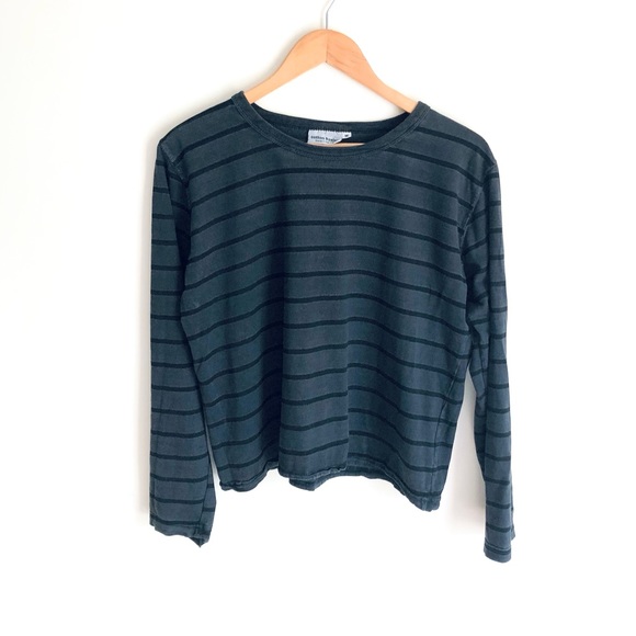 Boxy cotton stripe long sleeve crop - Picture 6 of 15